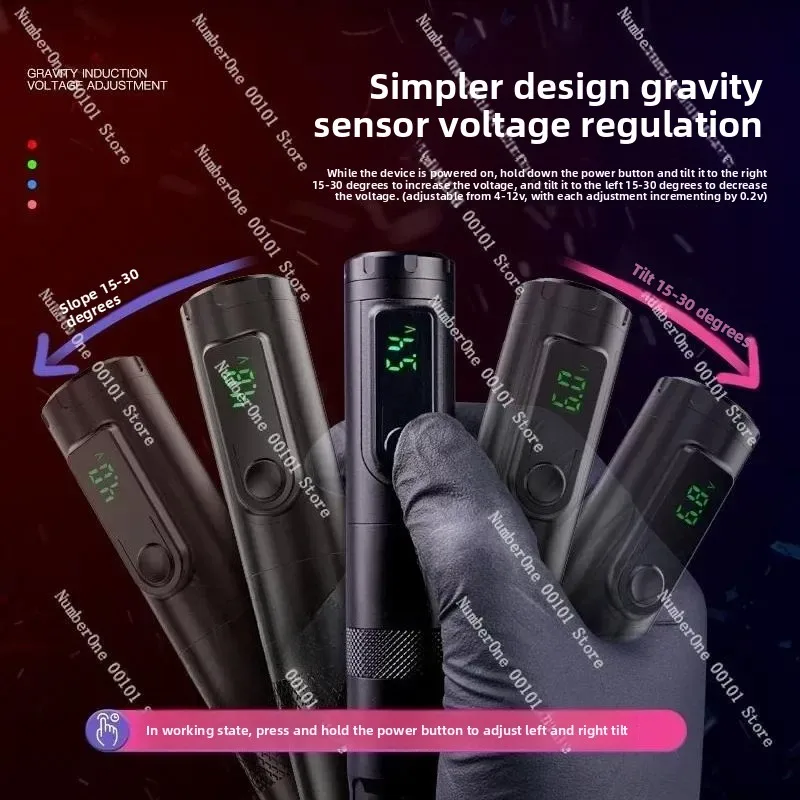 Wireless Battery Pen Motor Pen All-in-One Machine Tattoo Gravity Sensing Hollow Cup Slender Long Rotary Professional PMU Kit