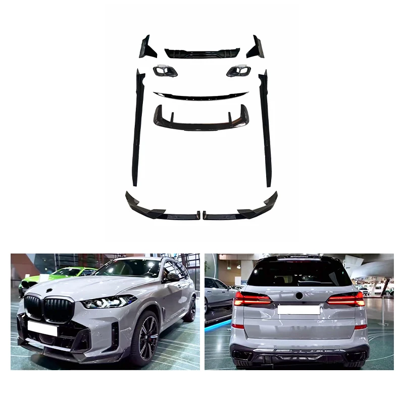 2023 X5 G05 Small Aero Body Kit Front Rear Lip Side Skirt Bumper With Fog Light Cut-Out Mod PartsOld To New Facelift Body Kit
