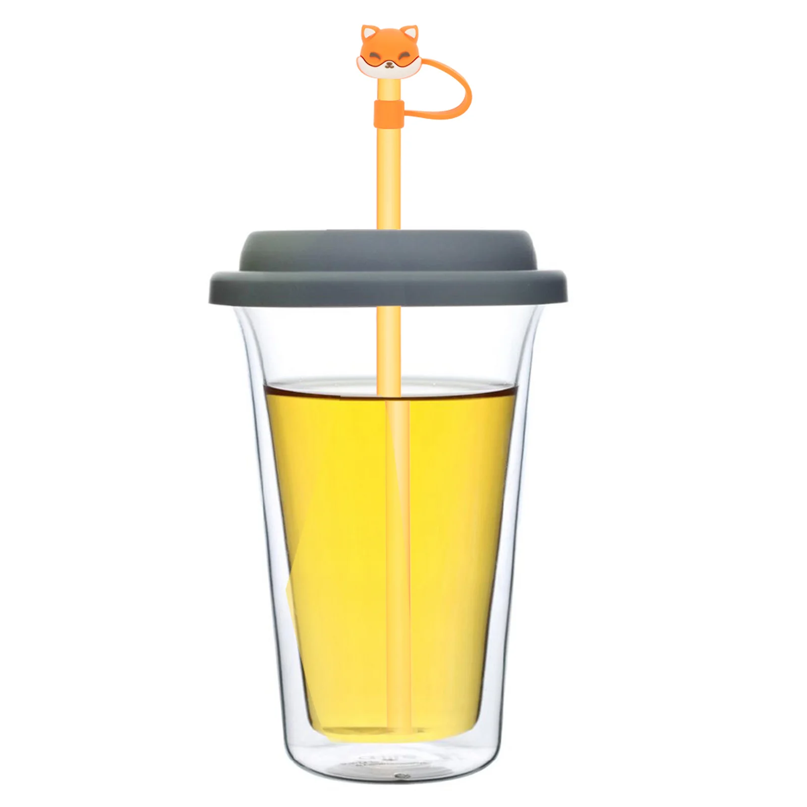 

Animal Plugs Cartoon Covers Caps Dustproof Splashproof Drinking Accessories Reusable Tips Protector End Plugs PVC Straw Supplies