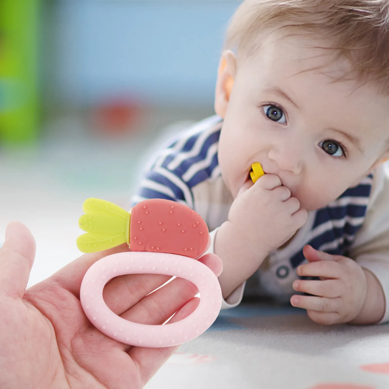1 Stück Cartoon Baby-Beißring Anti-Handsauge-Beißspielzeug zur Zahnungserleichterung für Zahnfleisch, Beißspielzeug für Kinder, Beißspielzeug für Säuglinge