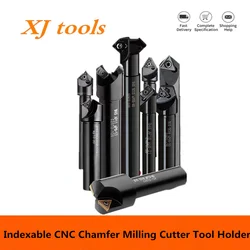 1Pcs Chamfering Cutter Bar Indexable CNC Chamfer Milling Cutter Tool Holder 30 45 60 Degree TC AP C20-20 C16-16 Spot Drilling