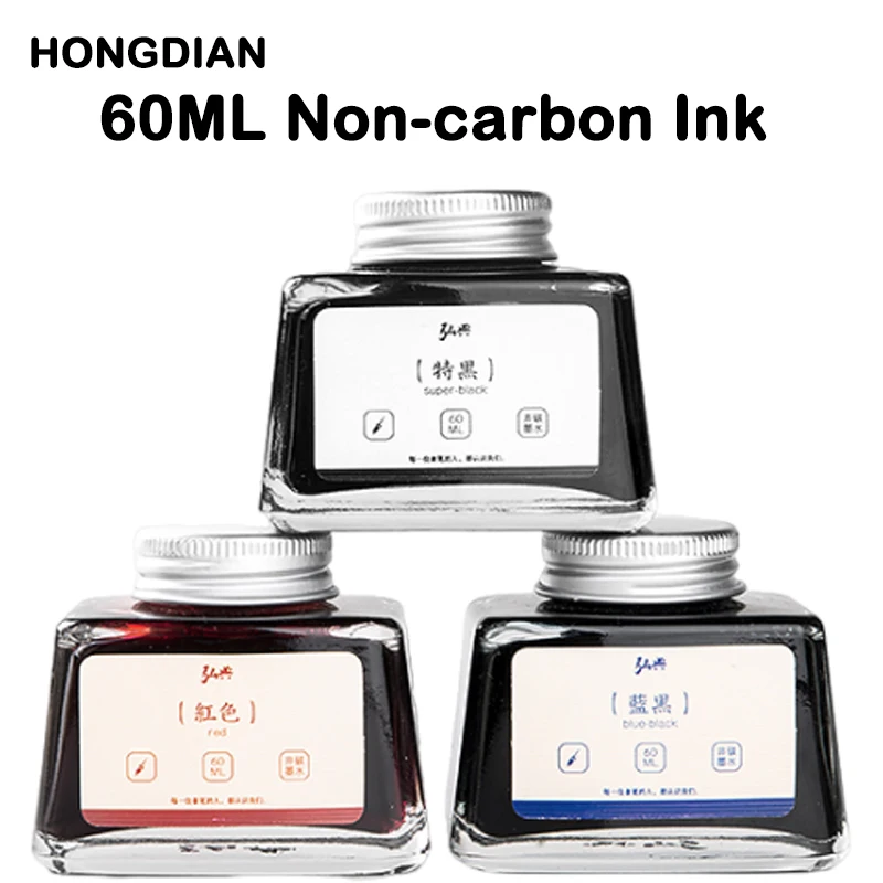 HONGDIAN 70/60/18ml Fountain Pens Ink Pen Refill Inks Stationery Colored Glass Bottled Ink Office School Supplies PK JINHAO