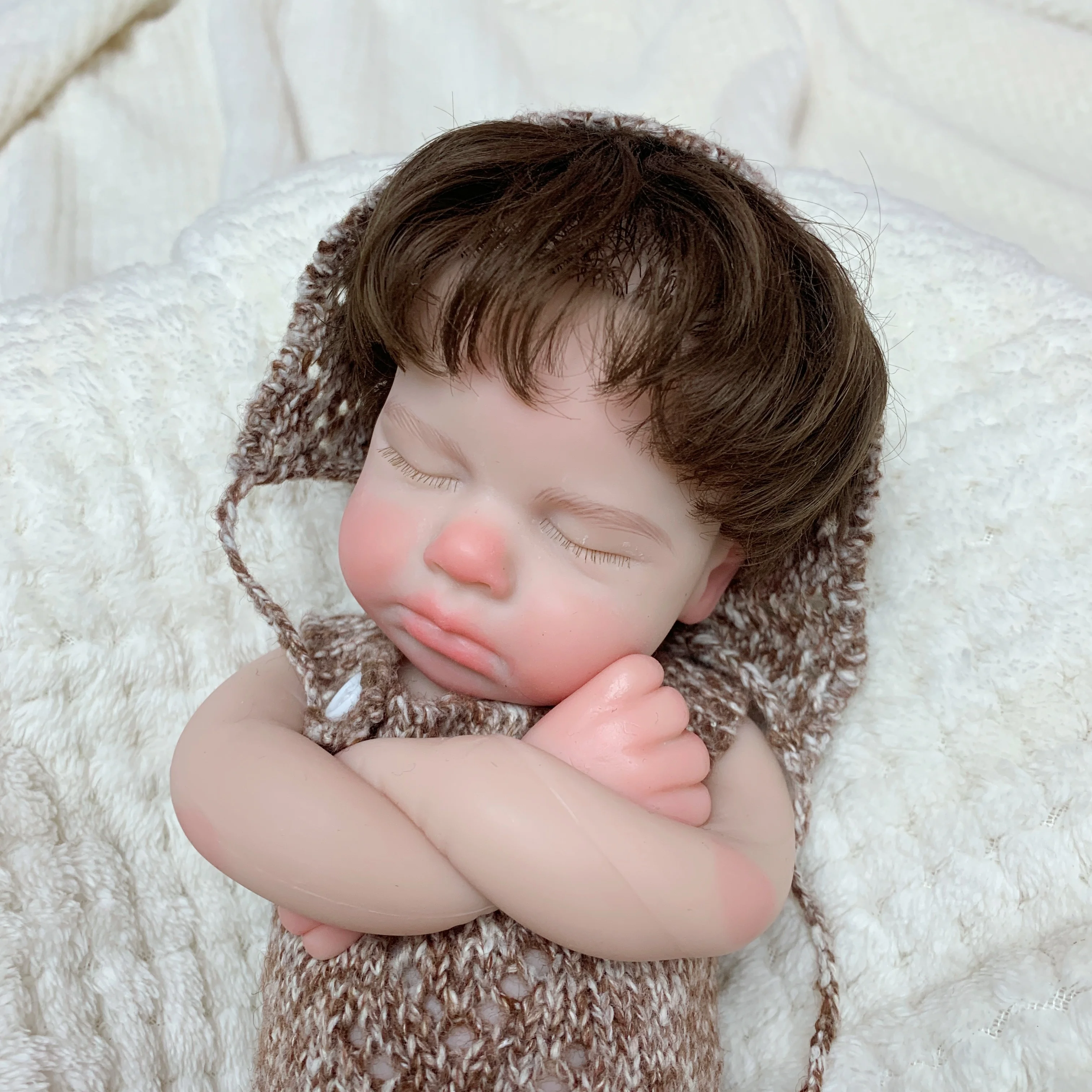 13Inch/33cm Open Mouth Painted Solid Silicone LouLou Bebe Reborn Girl&Boy Dolls Rooted Hair Newborn Dolls Perfect For Gift - Detail 1
