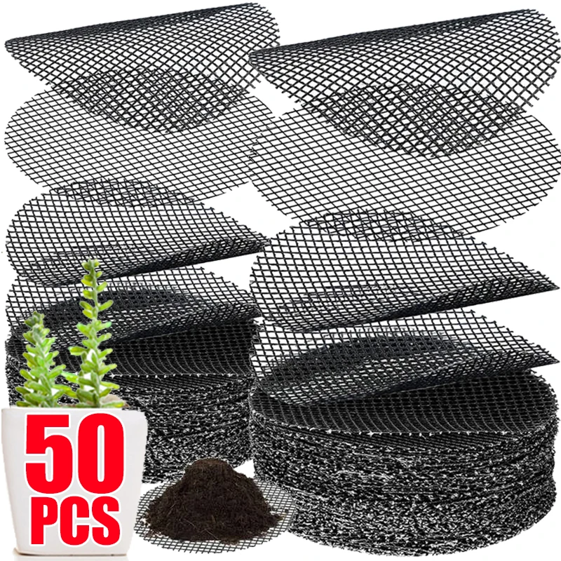 Black Flower Pot Hole Mesh Pad Round Square Drainage Hole Screen for Pot Bottom Prevent Soil Loss Flower Plant Gardening Tools