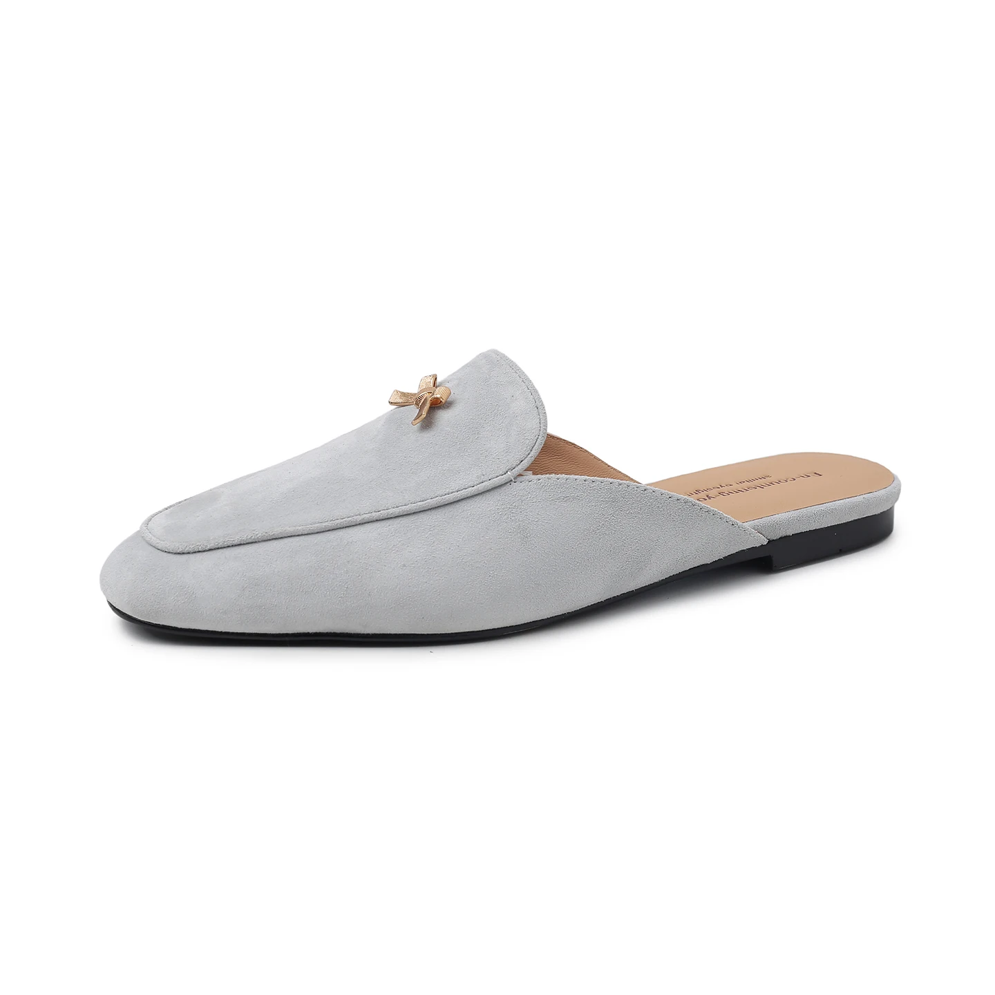 New Genuine Leather Sheepskin Suede Women Mules, Square Toe Slip-on Women Slippers,Fashion Flats Women Shoes 5