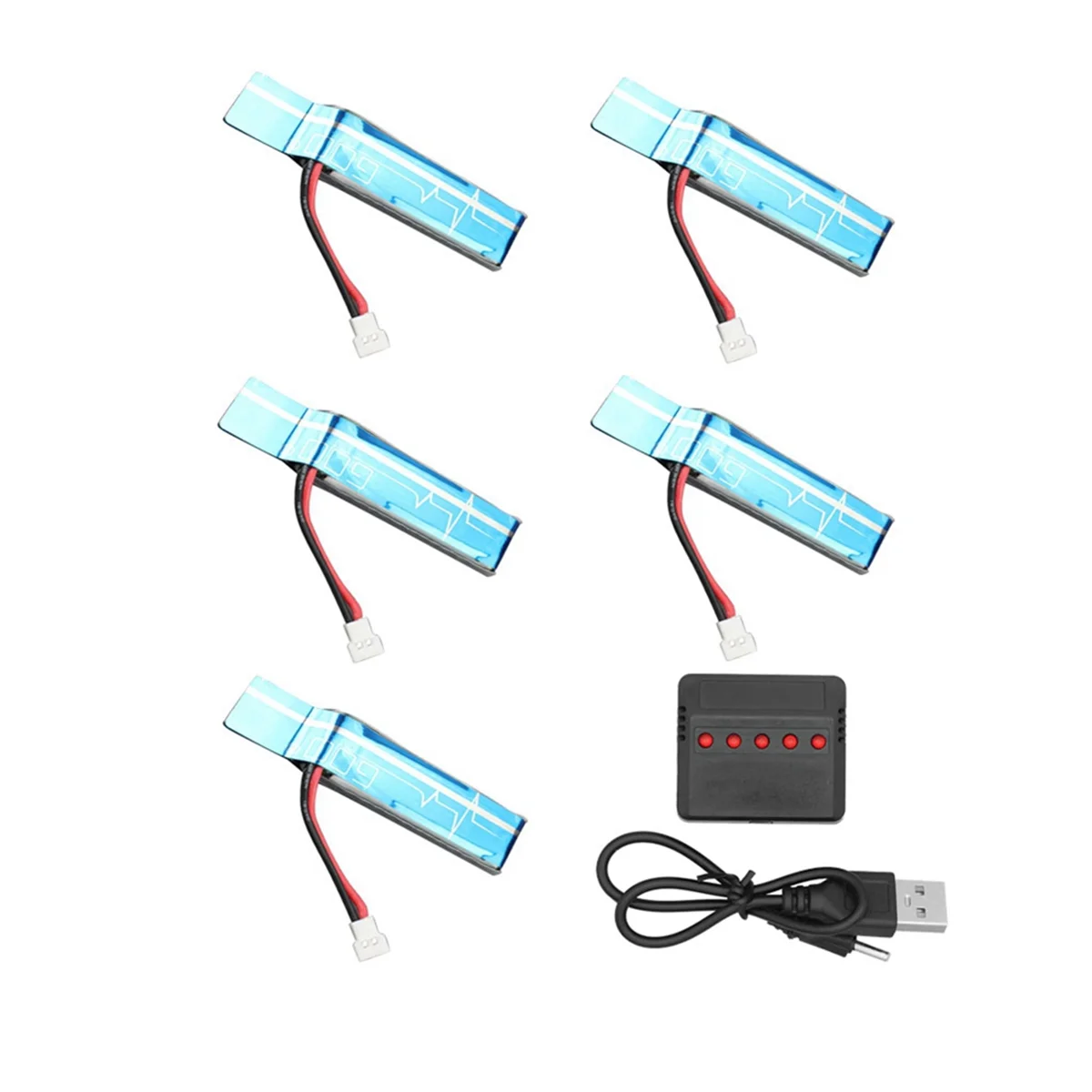 5PC 3.7V 520Mah 30C Upgraded Li-Po Battery with USB Charger for WLtoys XK K110S K110 V977 RC Helicopter Upgrade Parts