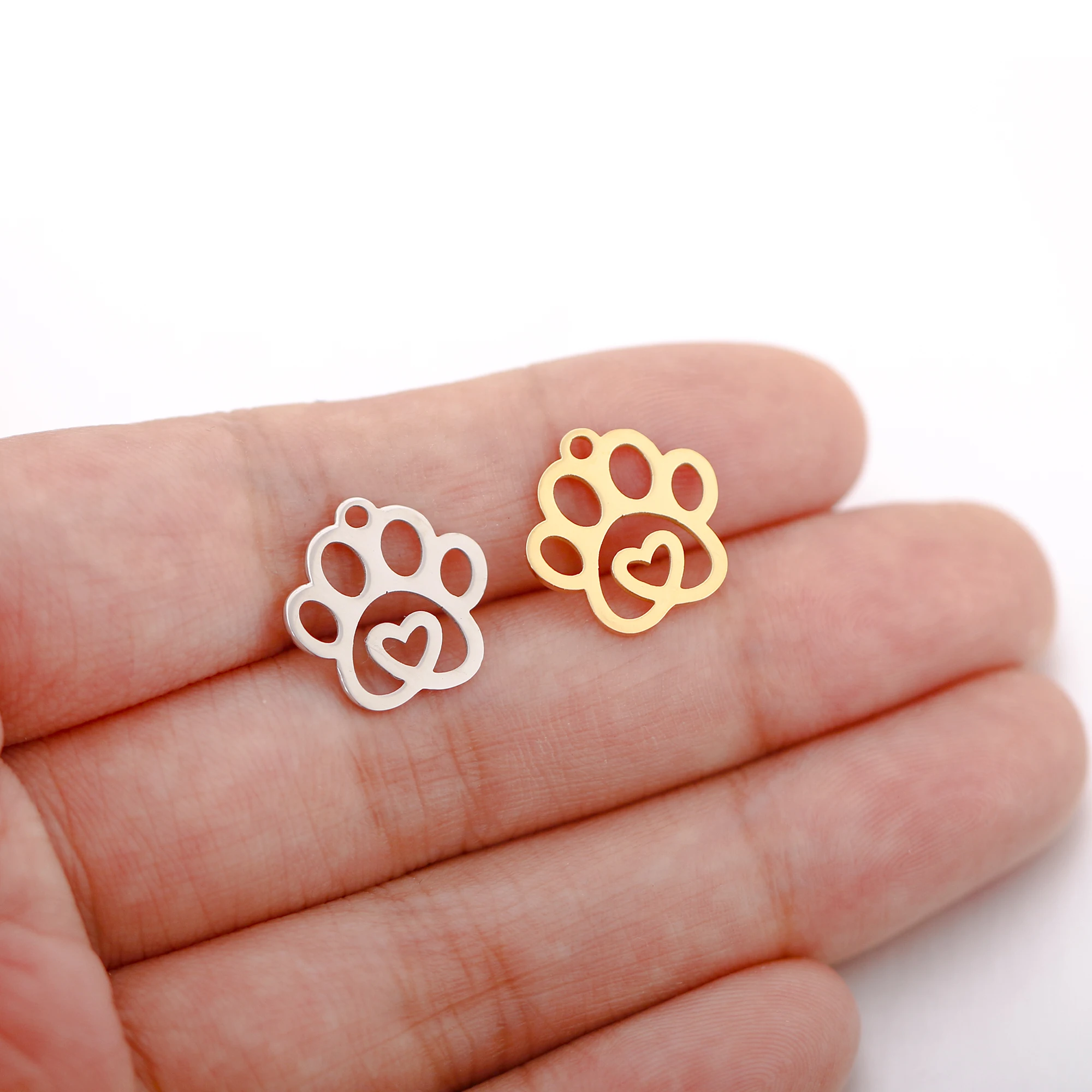 5Pcs/Lot Stainless Steel Cat Dog Claw Charms Cute Animal Claw Love Pendant For DIY Bransoletka Naszyjniki Biżuteria Akcesoria do tworzenia biżuterii