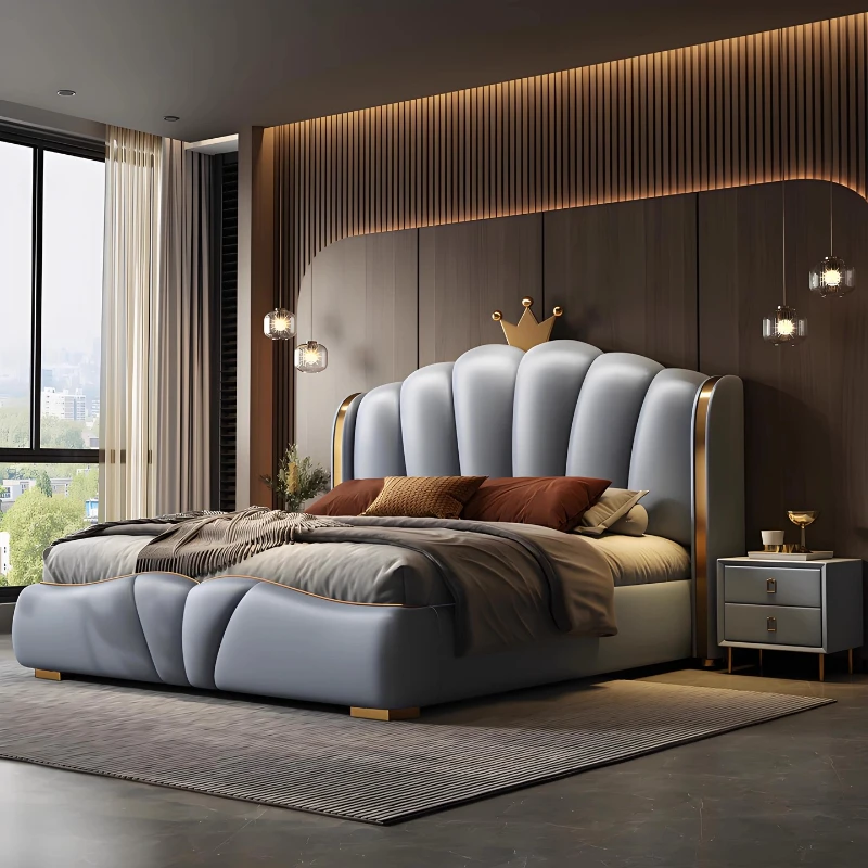 Minimalist Leather Double Bed Mattress Sheets Modern Storage Double Bed Frame Luxury Cheap Cama Matrimonial Bedroom Furniture