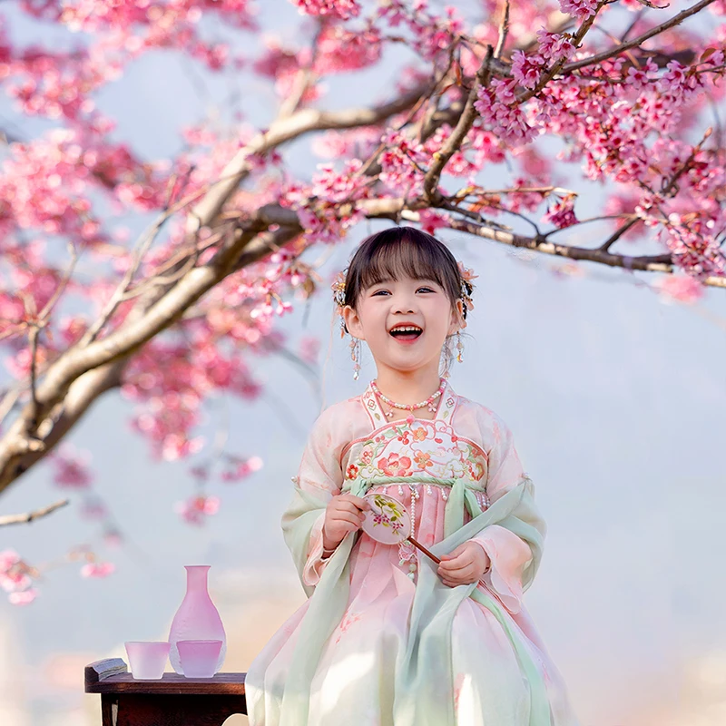Hanfu Girls Spring Dress Baby Chinese Style Chest length Ru Skirt Little Girl Super Immortal Ancient Dress Children's Tang Dress