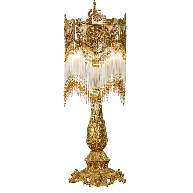 

High-end French all-copper dewaxing table lamp European and American bedroom bedside table lamp living room table lamp