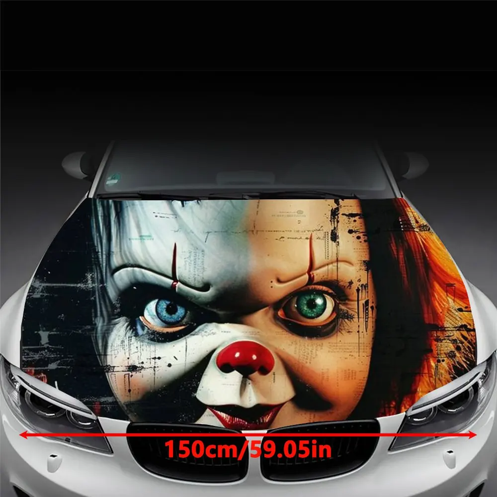 Happy Chucky Horror Movie Children Car Hood Wrap Color Vinyl Sticker Truck Graphic Bonnet Auto Accessories Decoration Decal Gift