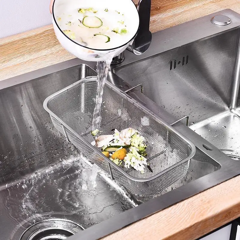 1Pcs Stainless Steel Sink Drain Basket Fine Mesh Anti Rust Coating For Drying Kitchen Utensils And Fresh Produce