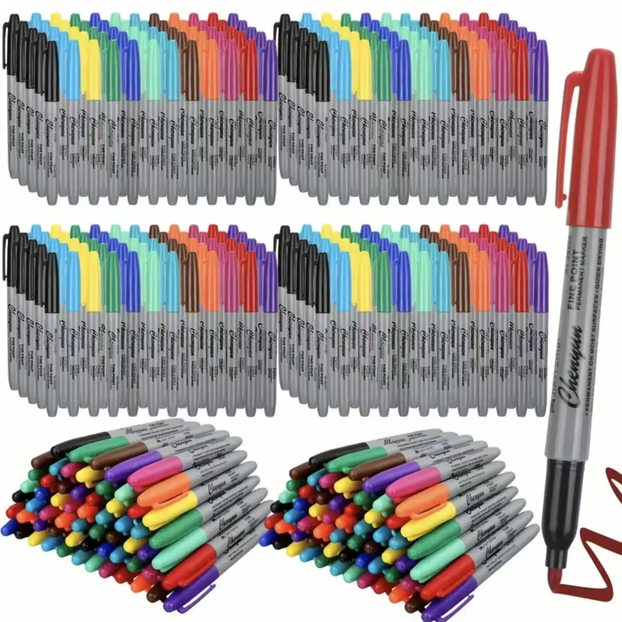 12 Colors Fine Point Permanent Markers, Waterproof & Smudge-Proof Pens, Durable Markers for School Classroom Office Art Painting