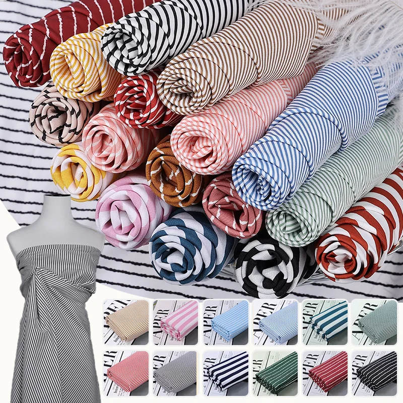 Slight Stretch Striped Chiffon Fabric Colorful Ripple Cloth For Backdrop Decor Dress Making Hand‑Craft Garment Sewing Material