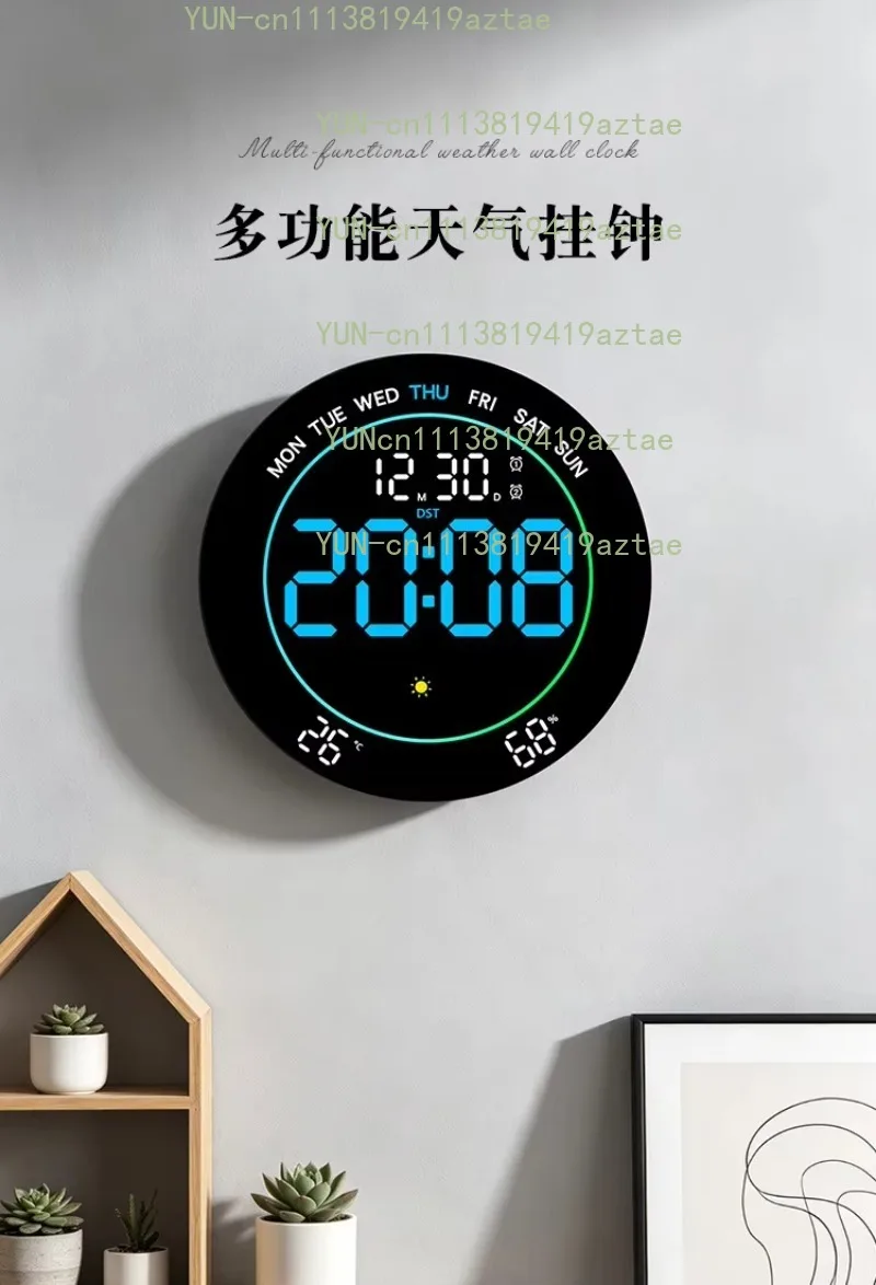 New Creative Multifunctional Weather Forecast LED Wall Clock Large Screen Atmosphere Clock for Living Room Home Decor