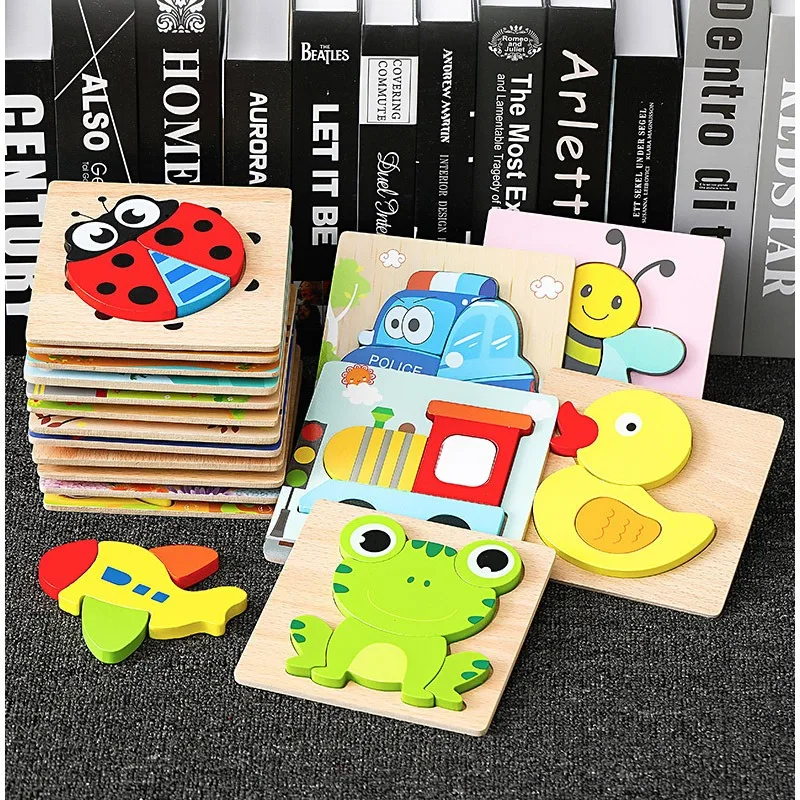 

Puzzle Children's Wooden Three Dimensional Thick Cartoon Animal Hand Grab 3D Puzzle Board Toy Kindergarten Children's Gift