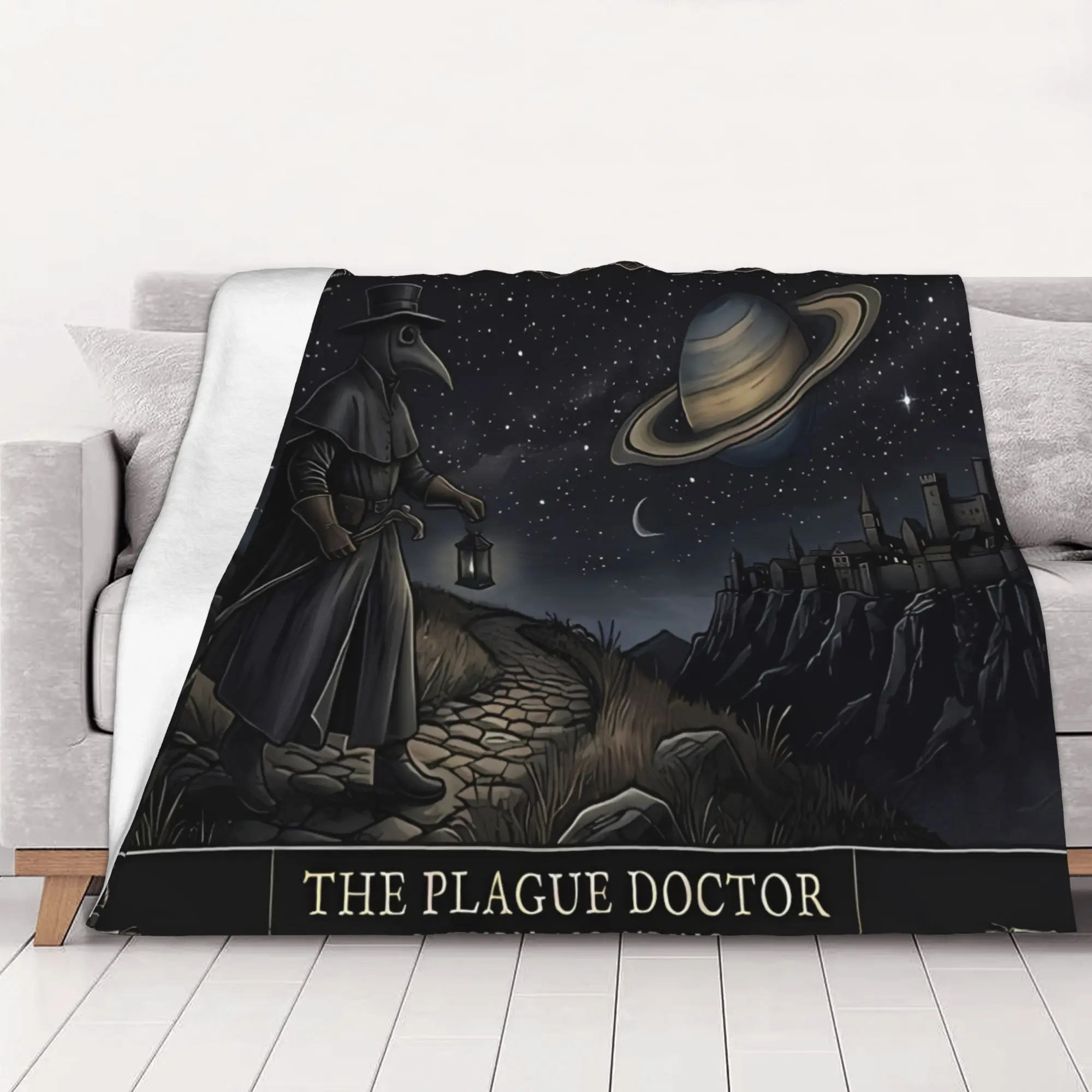 1PC home Cutecore Plague Doctor Saturn Ascendant Plague Doctor Blanket Super Cosy Plush Home Living Room Sofa halloween
