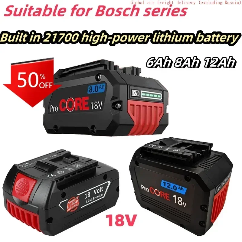 New 18V 12Ah 8Ah ProCORE replacement battery, for Bosch 18V cordless tools BAT609 BAT618 GBA18V80 21700 high power 5C power cell