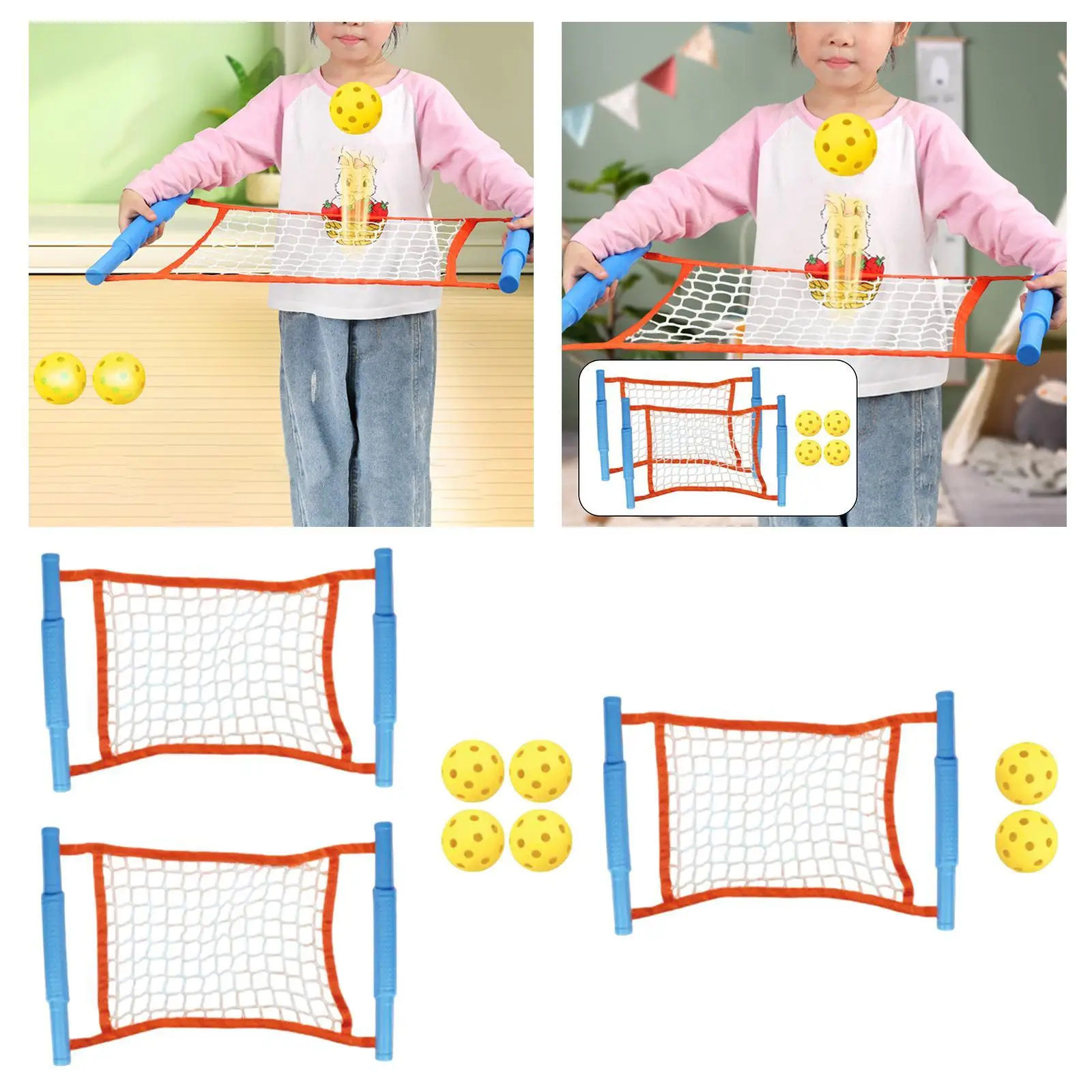 

Ball Game Set Parent Child Interaction with Launch Mesh Nets Throwing Sensory Training Outdoor Play Toy for Families Kids Teens