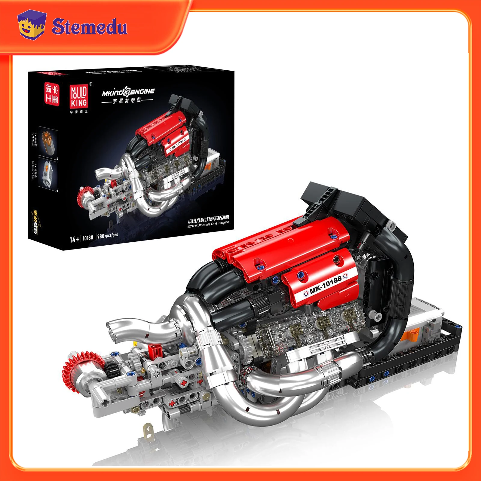 Mould King – moteur de course motorisé, modèle de Simulation, blocs de construction à entraînement électrique, jouets de voiture techniques, cadeau pour enfant, 10188 980 pièces