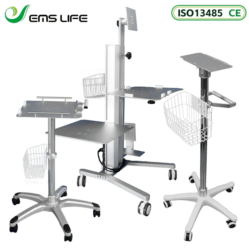 Medical Trolley Stand Mobile Cart Hospital Clinic Laptop Desktop Holder Host Mobile Aluminium Mobile Stand Table Trolley Cart