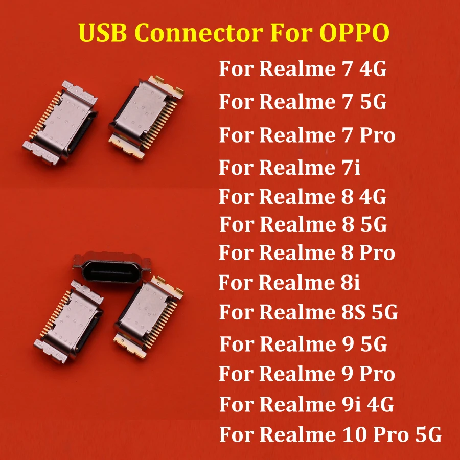 10-100pcs Micro USB Jack Connector Socket Type-C Charging Port Charger Plug Dock For OPPO Realme 7 7i 8 8i 8s 9 9i 10 Pro 4G 5G