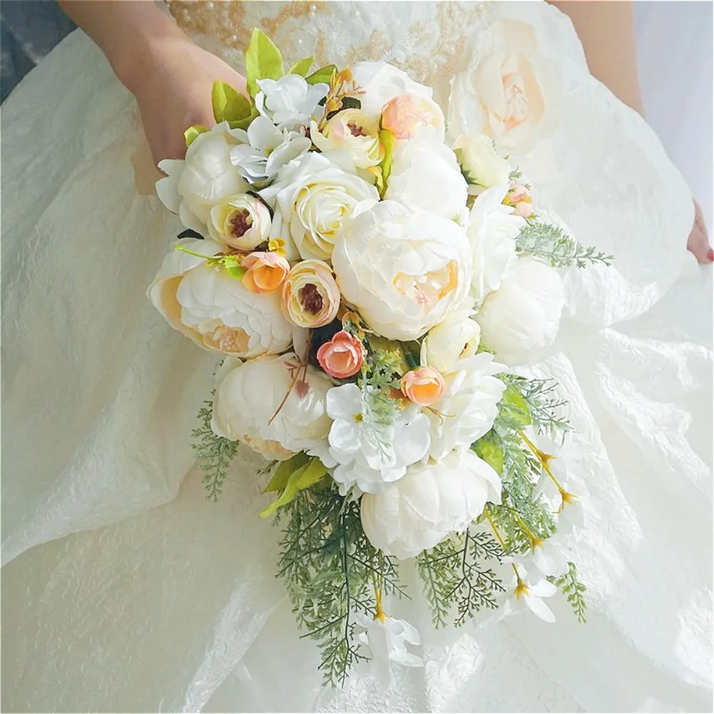

Romantic Artificial Flower Bouquet Peony & Rose for Western Bridal Wedding Bouquet for Wedding Props Wedding Accessories