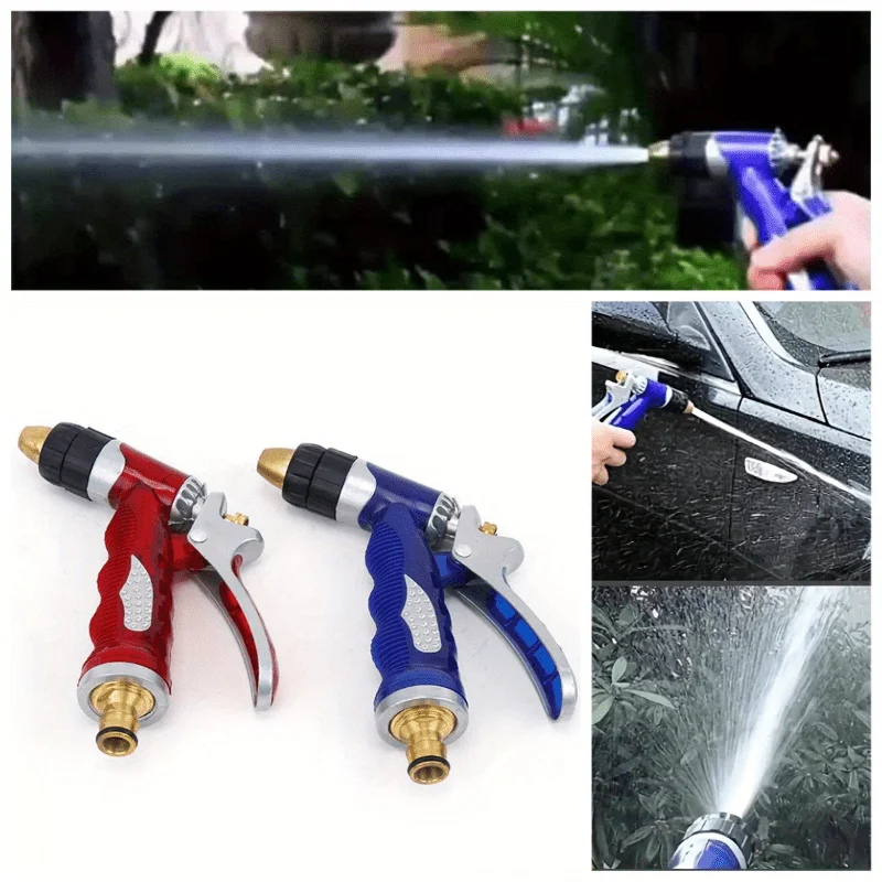 High Pressure Water Spray Gun Metal Nozzle Car Wash Gun Adjustable Jet Nozzle for Garden Lawn Cleaning