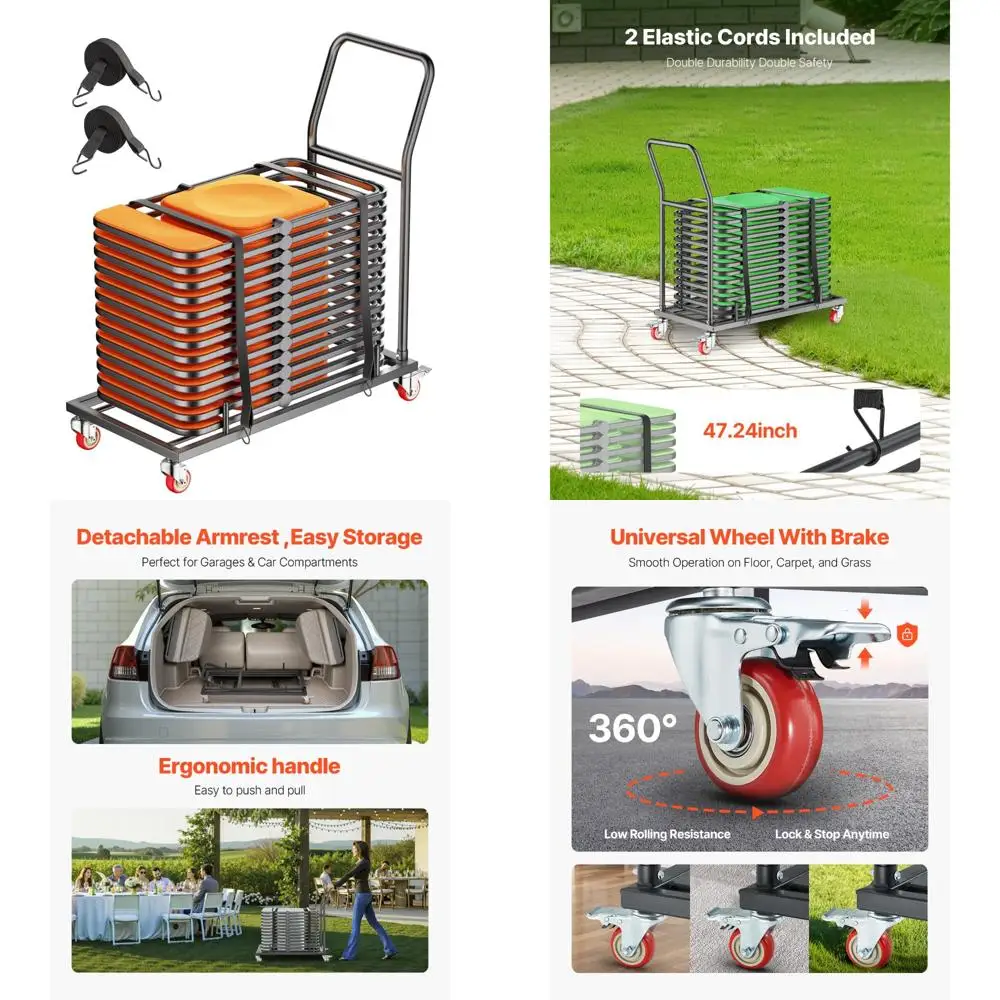 

Heavy-Duty Metal Chair Storage Rack, 300 LB Capacity, Holds 25 Chairs, L-Shape Horizontal Design for Efficient Space Saving