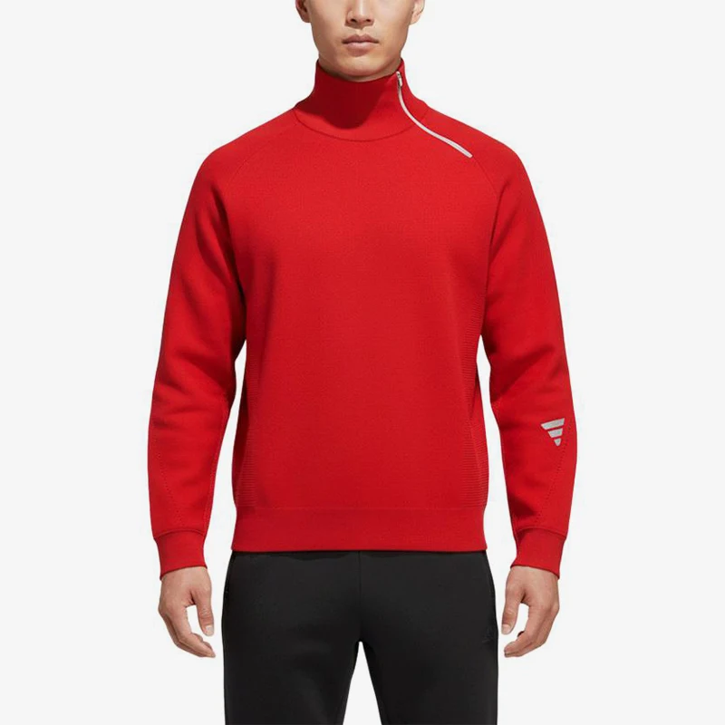 Adidas genuine high neck knitted sweater new men's red soft knitted sweater KH2978