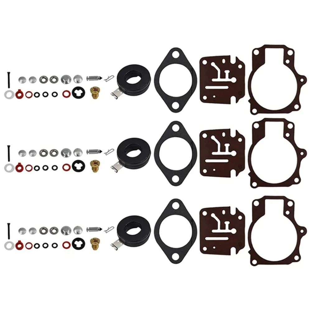 

Kit de reparación de reconstrucción de carburador y flotador, compatible con Johnson Evinrude 396701 65 70 75 HP, 3 unidades