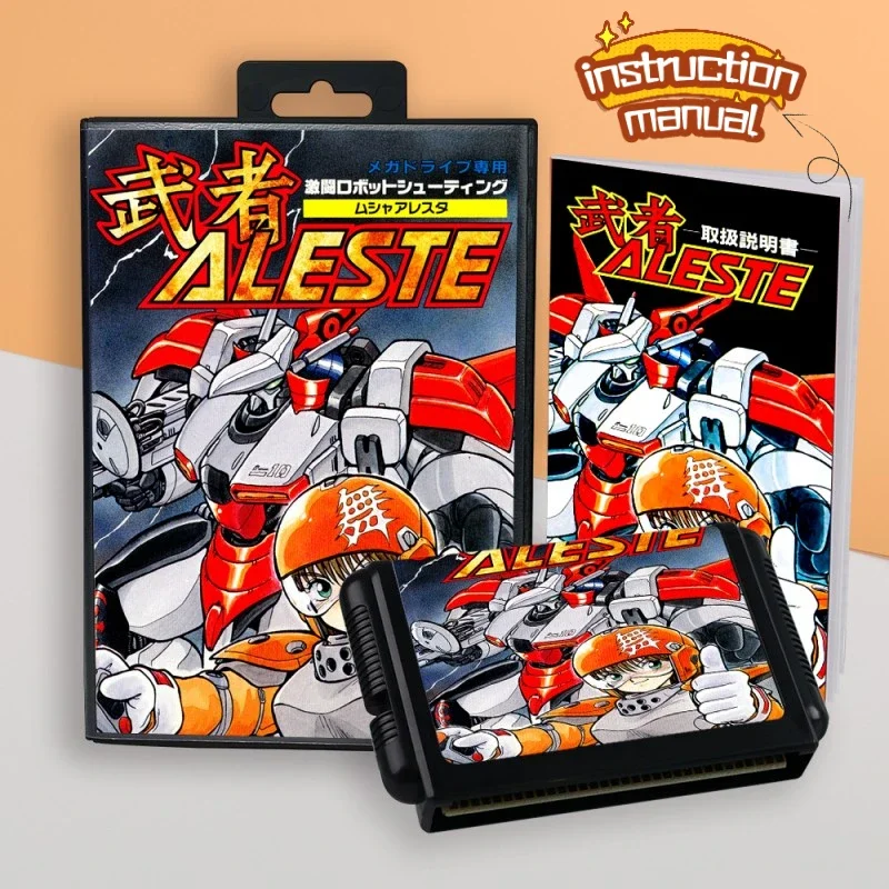 for MUSHA Aleste Japan cover 16bit MD game card with manual retail box (1 set) for Sega Genesis Megadrive consoles