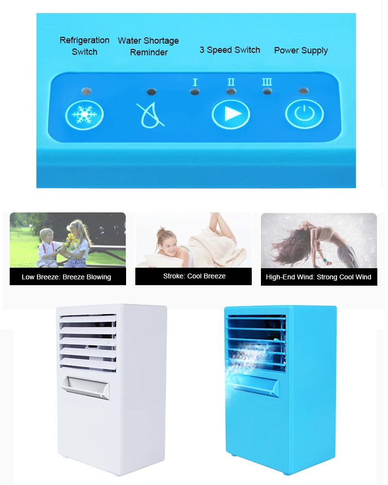 Вентилятор для кондиционера, персональный воздухоохладитель, очиститель и увлажнитель воздуха, портативный USB-вентилятор для дома и офиса