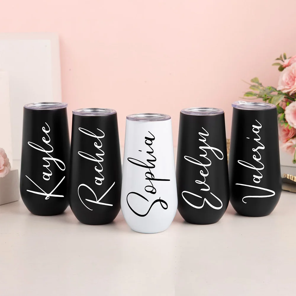 Personalized Champagne Flute Tumbler Bridal Shower Gifts Bridesmaid Proposal Gifts Wedding Tumbler Bachelorette Party Decor