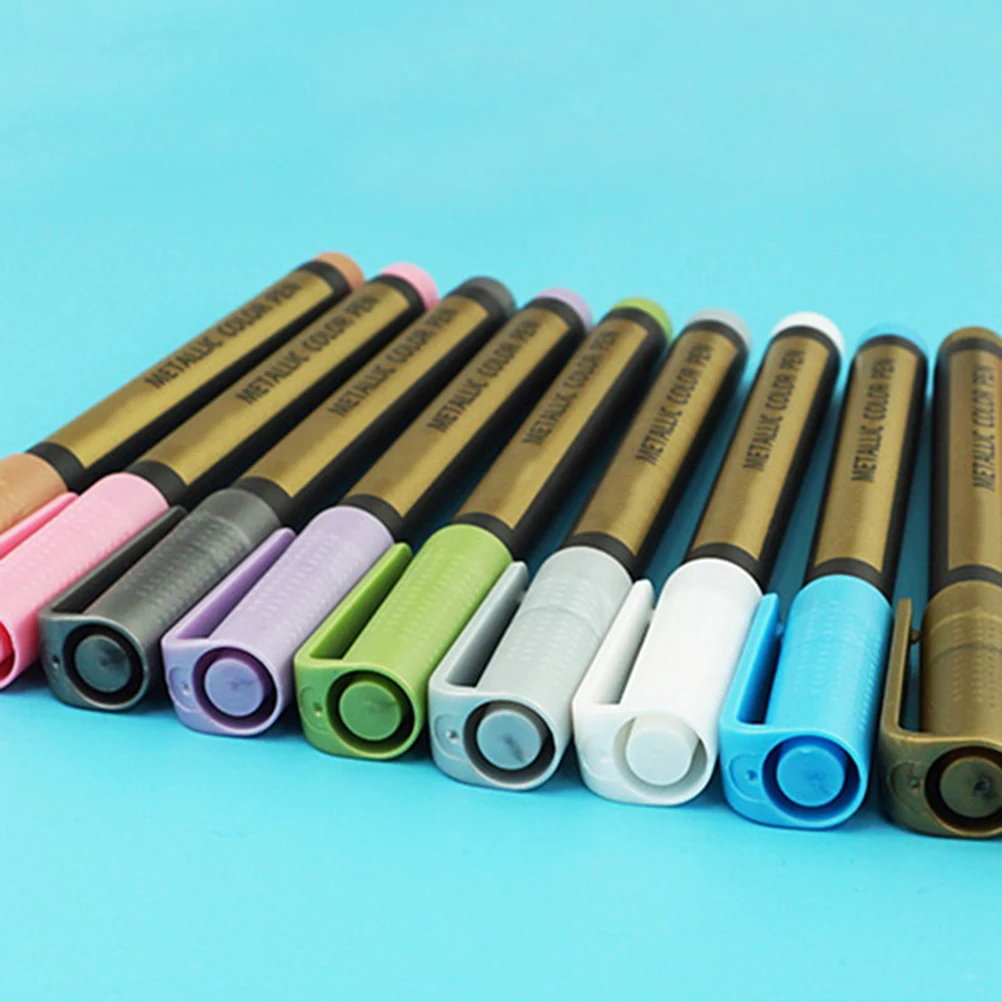 

10 PCS Water-based Pen Metallic Marker Pens Ink Paint Photo Album Markers Glitter