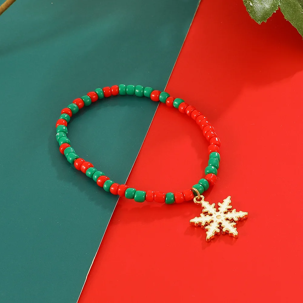 3PCS Set Christmas Bracelet For Women Girls Red Bell Snowflake Pendant Women Beads Thread Rope Bracelet Cute Fashion Jewelry image 4