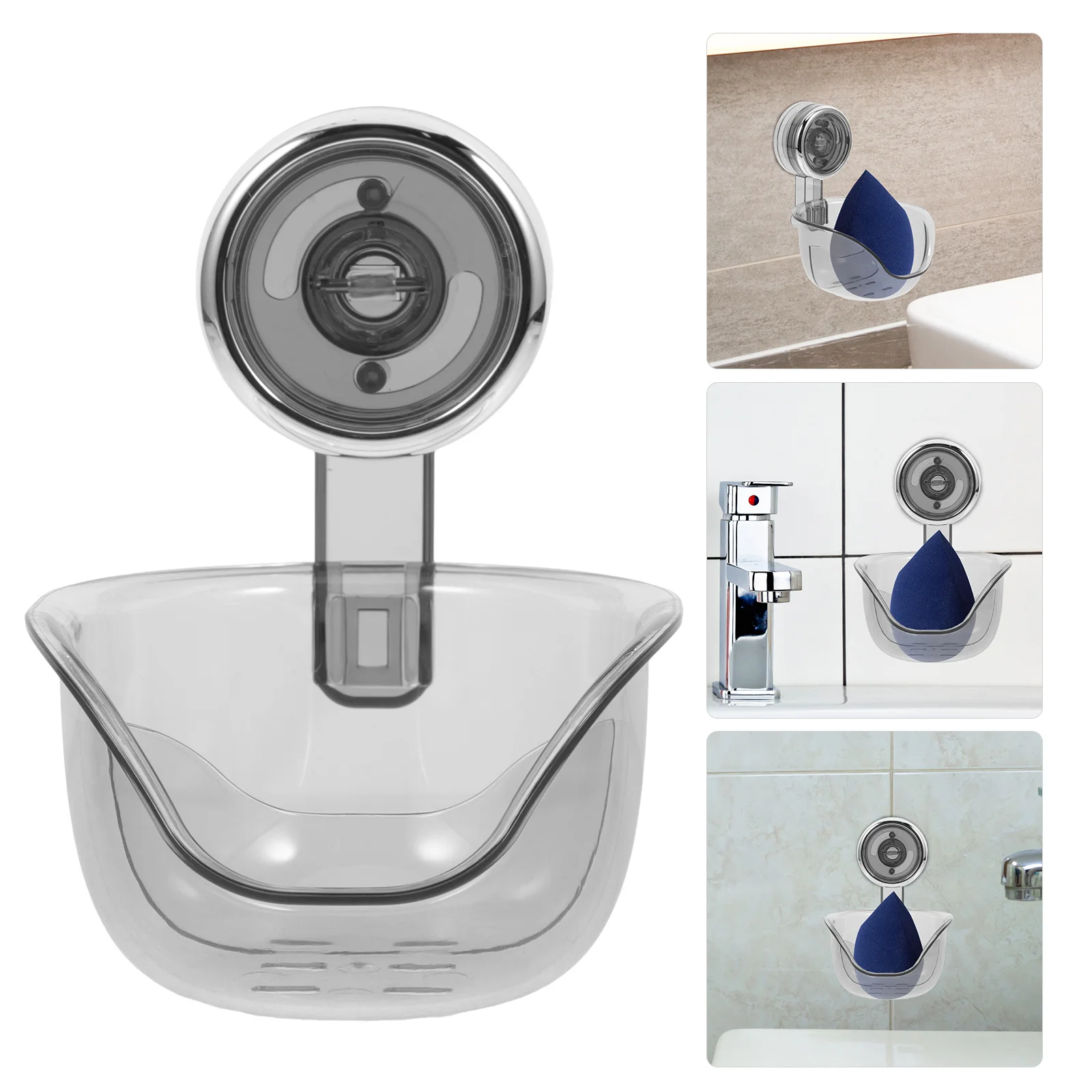 

Suction Cup Dish Shower Sink No Drilling Detachable Holder Modern Design Bathroom Accessories Tray Bar Reusable Makeup
