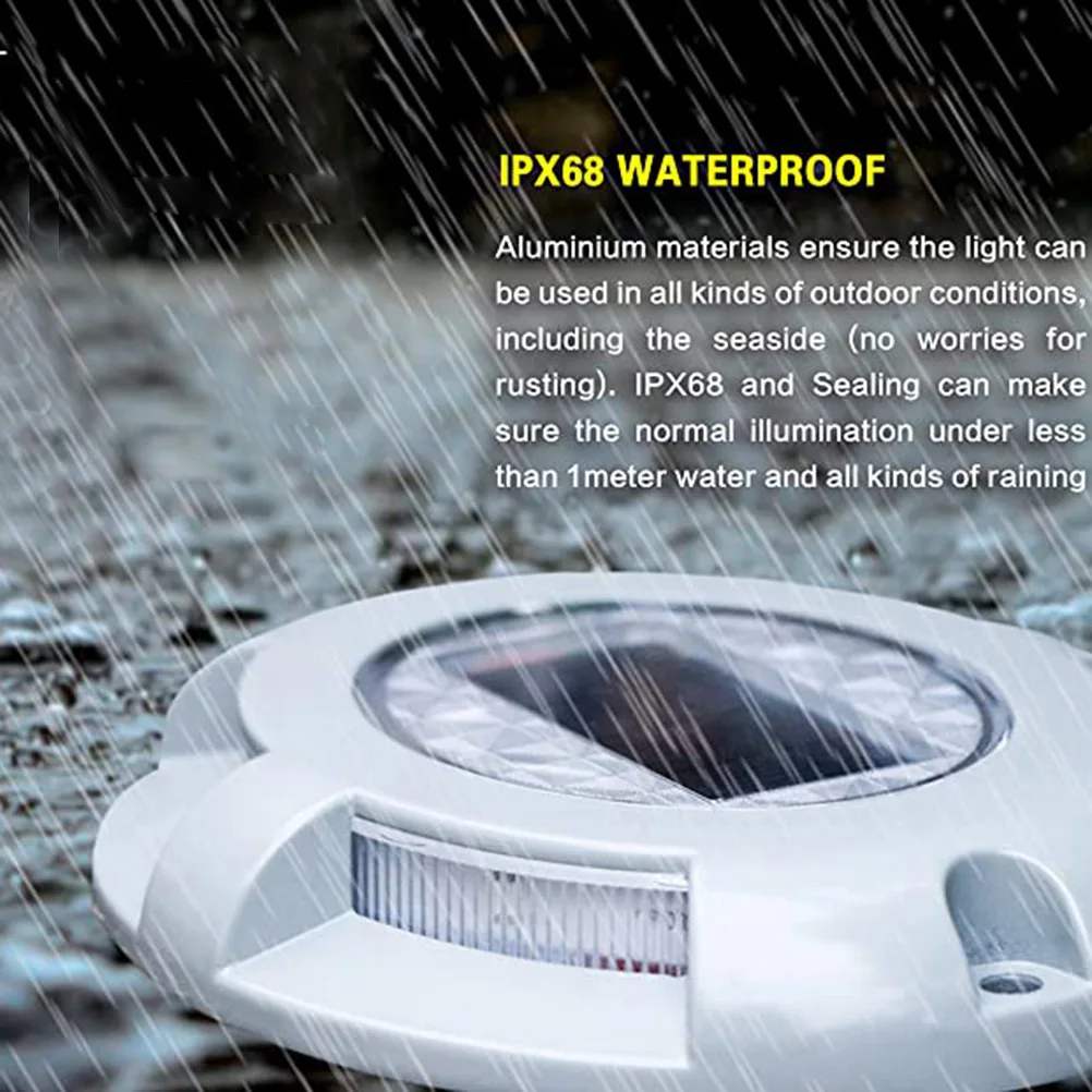 

4 LED Solar Road Studs Tunnel Nail Lamp Aluminum Deck Lights Ground Buried Driveway Marker Garden Outdoor Path Lighting Solution