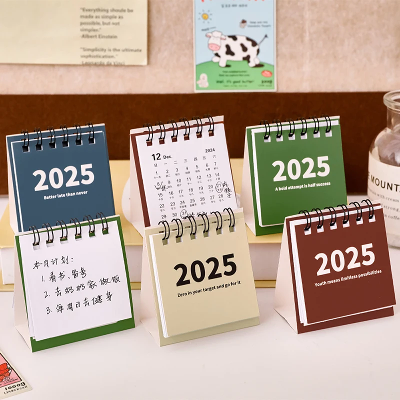 2025 Desk Calendar Kawaii Mini Calendar To Do List Daily Monthly Yearly Planner Time Manegement Desk Decorations Office Supplies