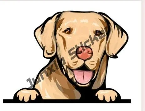 Labrador Retriever Cute Decal Lab Labrador Dog Breed Labrador Car Decal Creative 3D Car Sticker Ripped Metal Sticker Animal Dog