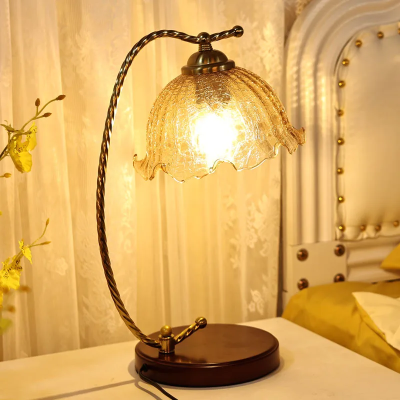Bedroom bedside table lamp wedding room long lamp romantic dowry flowers high value