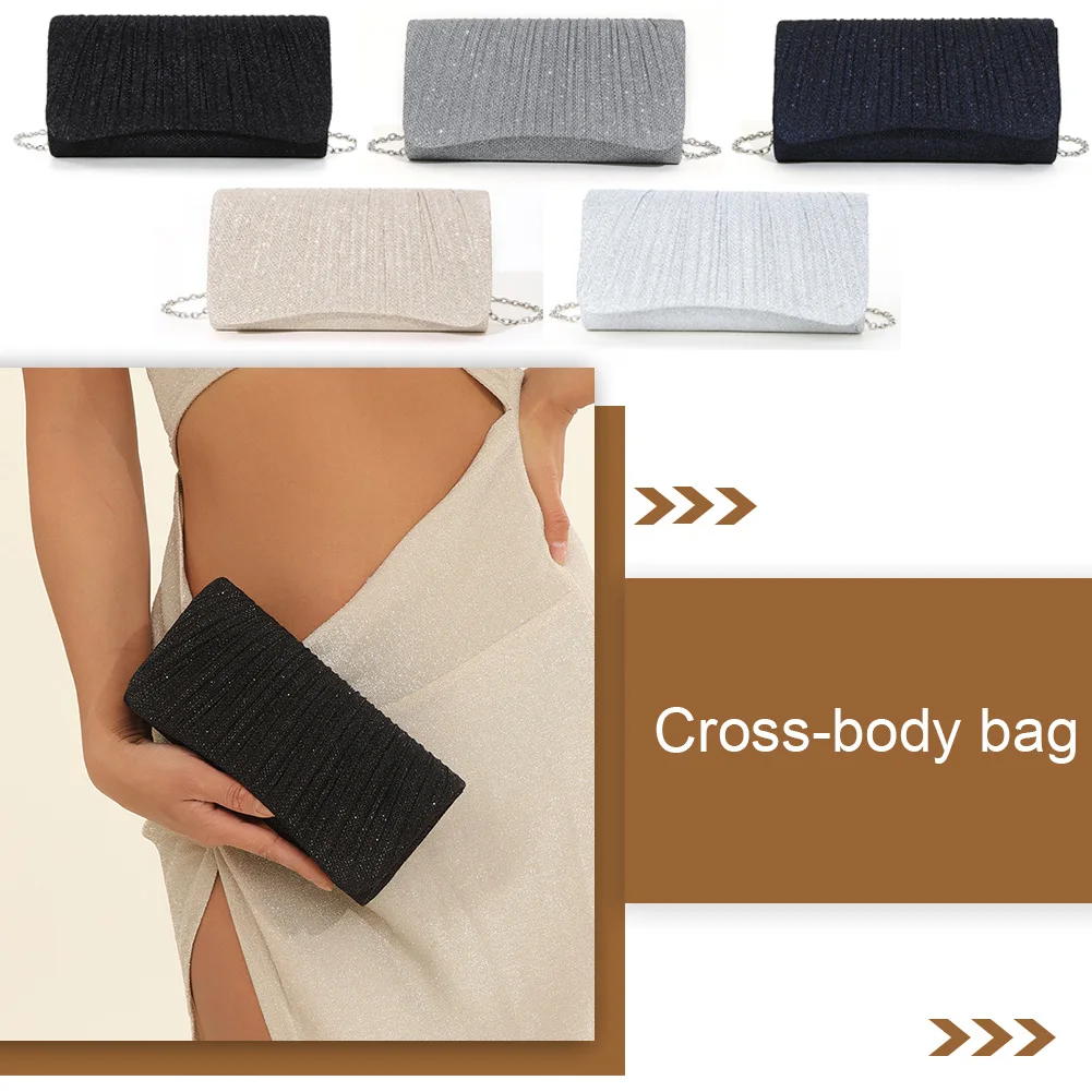 

Women Shiny Crossbody Bag Elegant Shiny Shoulder Bag Fashion Chain Satchel Bag Chic Cocktail Wedding Clutch