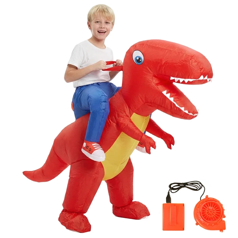 Aufblasbares Grünes Dinosaurier-Kostüm für Kinder Tyrannosaurus Reitkostüm Luftgeblasenes Spaß-Party-Halloween-Kostüm für Männer/Frauen Karnevals-Aufführung