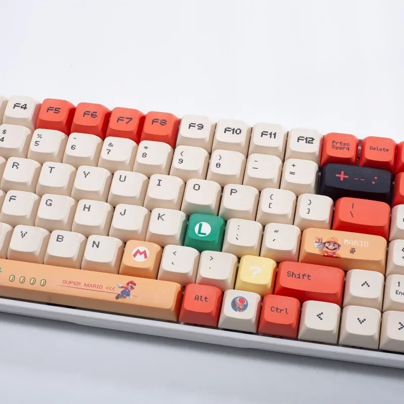 MINISO Kawaii Cute Mario Theme Keys Anime Cap XDA Profile PBT Material Sublimation MX Switch Mechanical Keyboard Keycaps