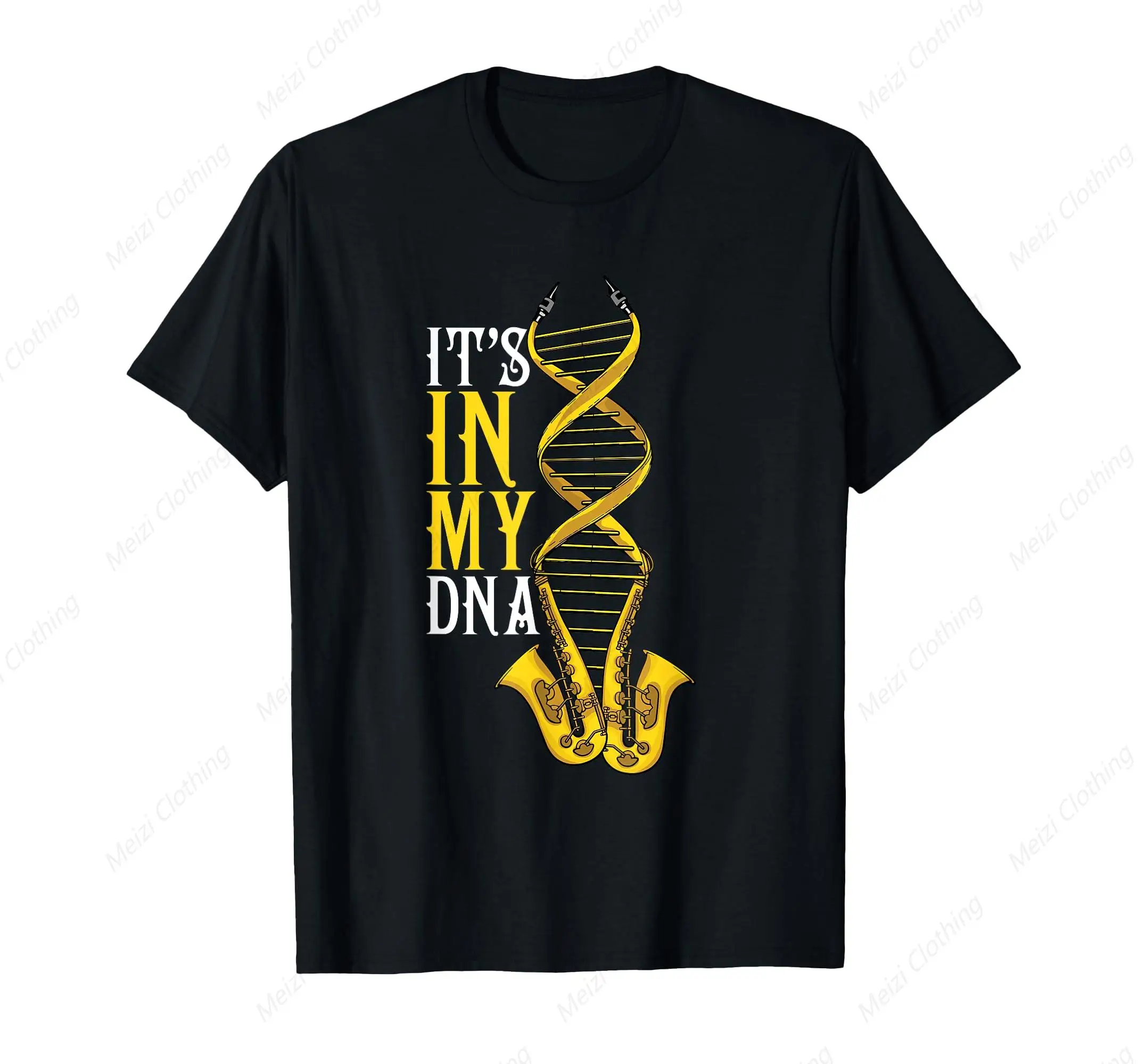 

Saxophone Enthusiast Print Shirt Men'S Jazz Music Marching Band Saxophone T-Shirt Pure Cotton Casual Short Sleeved