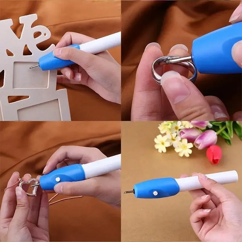 Mini Electric Engraving Pen Blue DIY Miniature Carving Machines for Plastic Wood Metal Glass Stone Engraving Tool