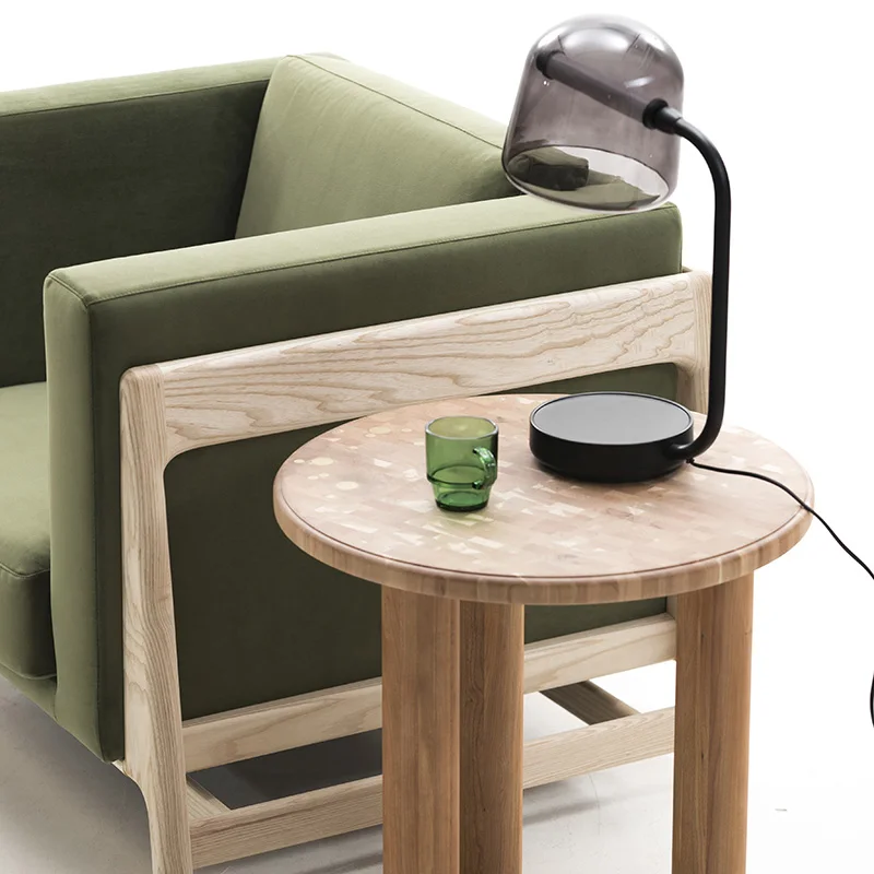 LMM solid wood log round coffee table sofa side table Nordic modern simple light luxury