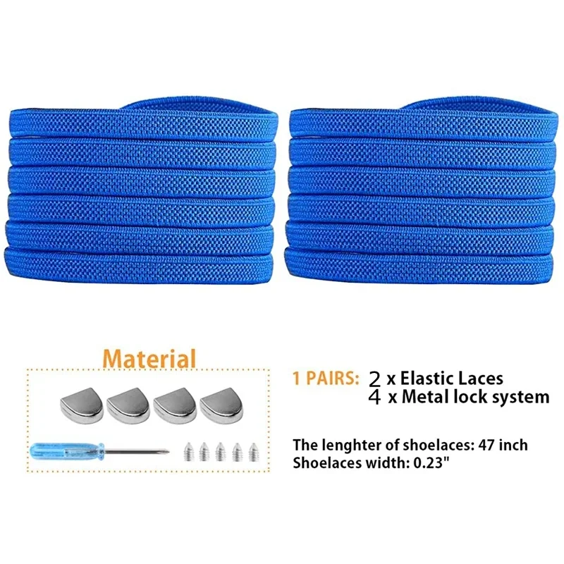 Unisex Metal Lock No-Tie Shoe Laces Elastic Flat Shoelaces Multi-Color Options for Sneakers Easy Slip-On Lazy Shoelace System