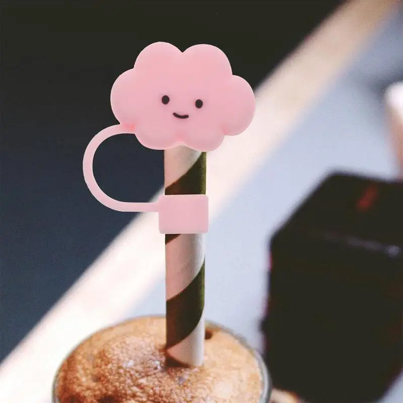 1pcs Cartoon Silicone Straw Tips Drinking Dust Caps Splash Proof Plugs Cover Creative Cup Accessories Straw Sealing Tools