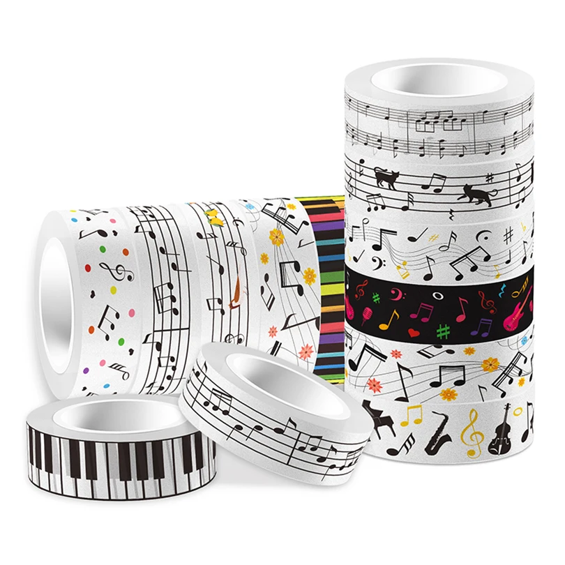 Imagem -04 - Notas Musicais Cinta Fita Adesiva Teclas de Piano Washi Tape Material Escolar Decoração do Diário Scrapbooking 12 Pcs